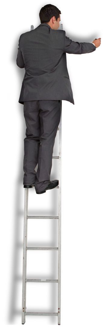 Transparent Businessman Standing on Ladder Writing - Download Free Stock Images Pikwizard.com