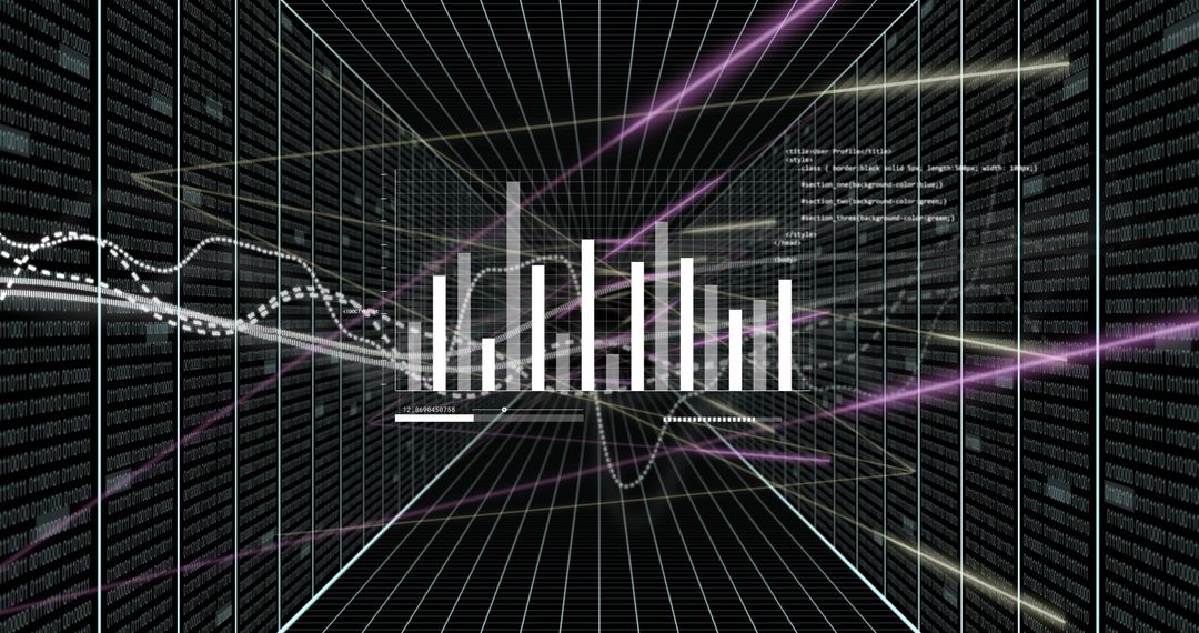 Futuristic Financial Data Visualization in Digital Grid
