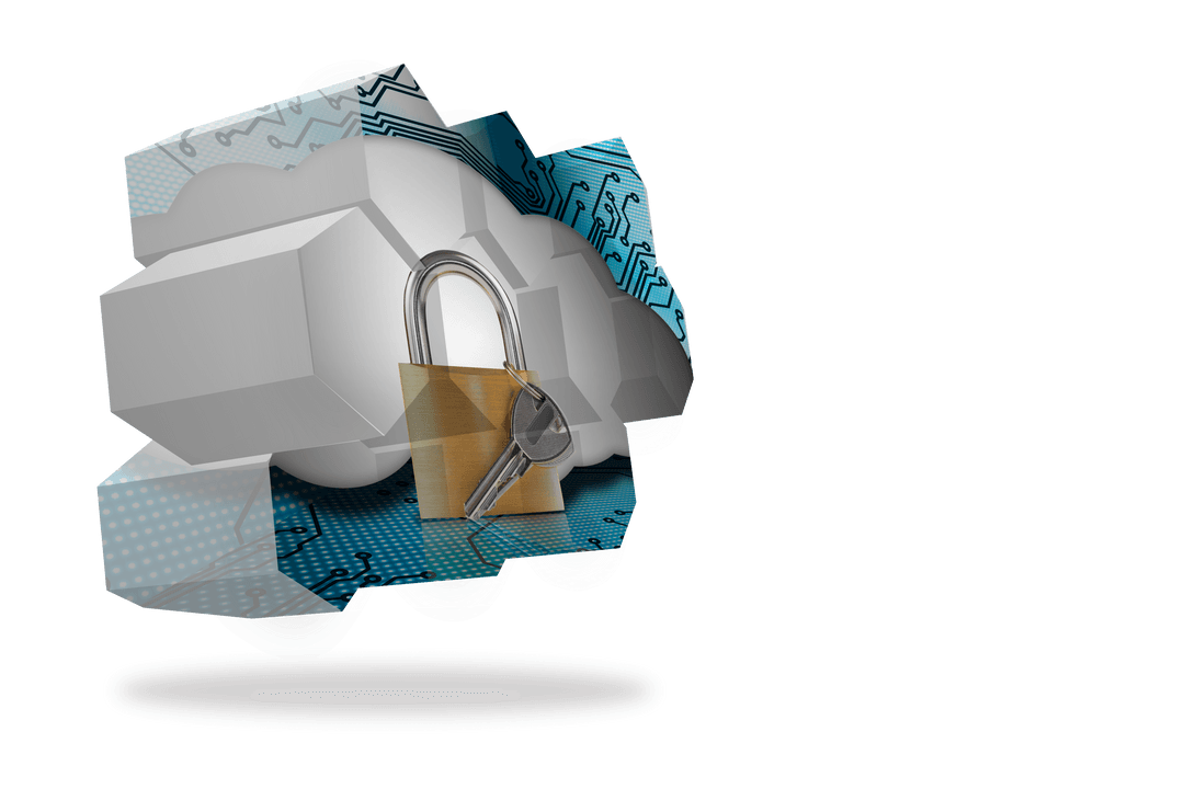 Transparent Cloud Security Concept with Lock and Key