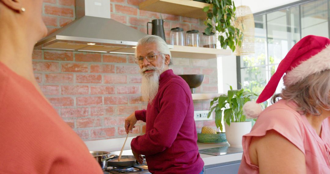 Senior Individuals Cooking Together for Holiday Celebration - Free Images, Stock Photos and Pictures on Pikwizard.com