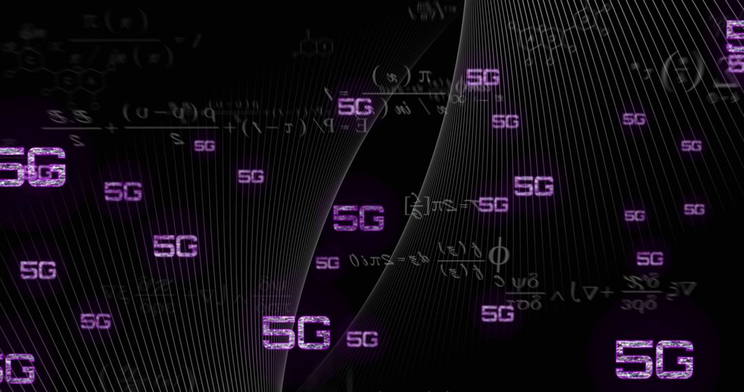 Conceptual 5G Network Banner with Data Symbols in Digital Space