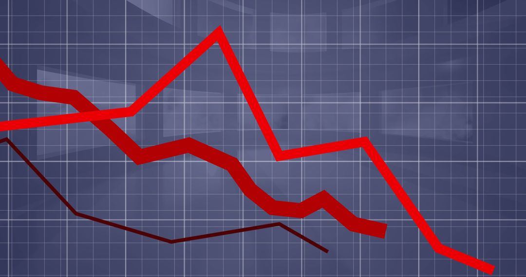Red Line Graph Showing Financial Decline on Grid Background
