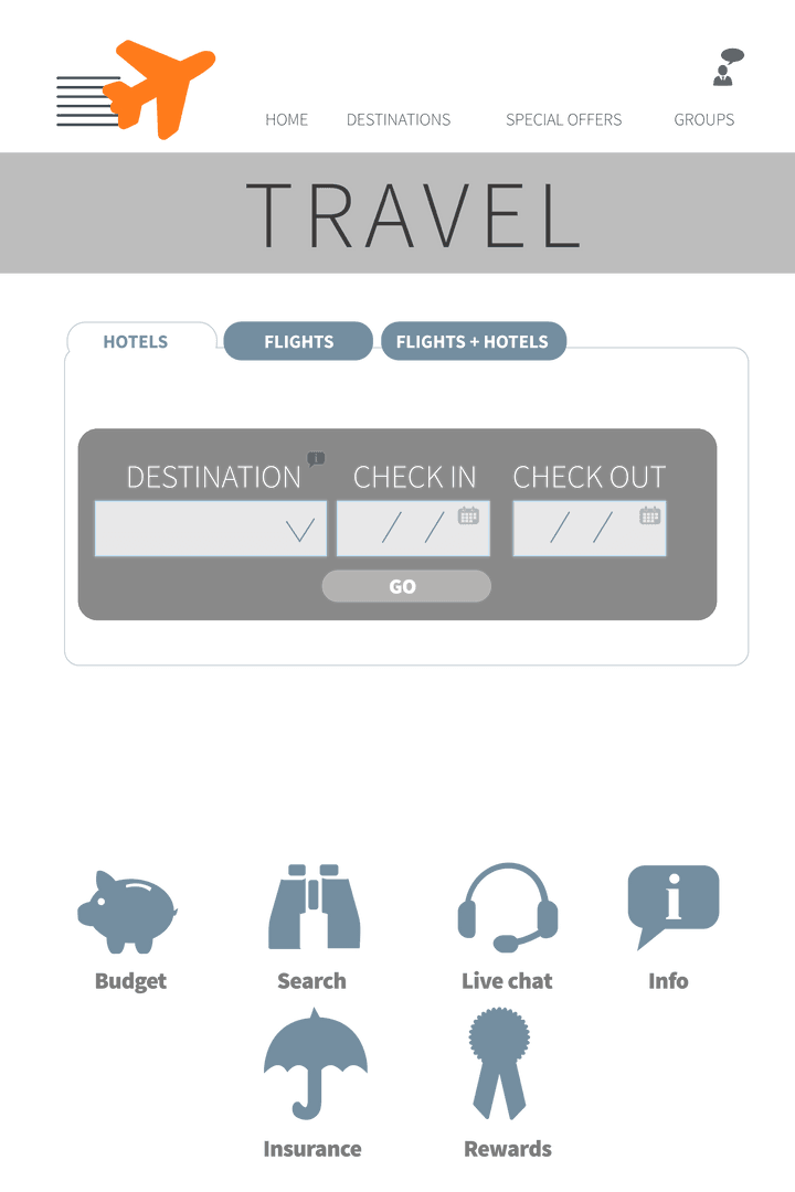 Transparent Airline Travel Finder Digital Interface