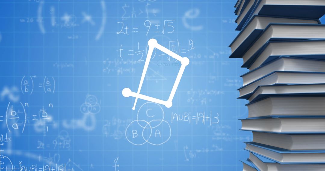 Stack of Books with Algebraic Equations on Virtual Chalkboard