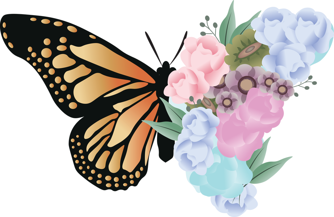 Beautiful Butterfly with Colorful Flowers on Transparent Background - Download Free Stock Images Pikwizard.com