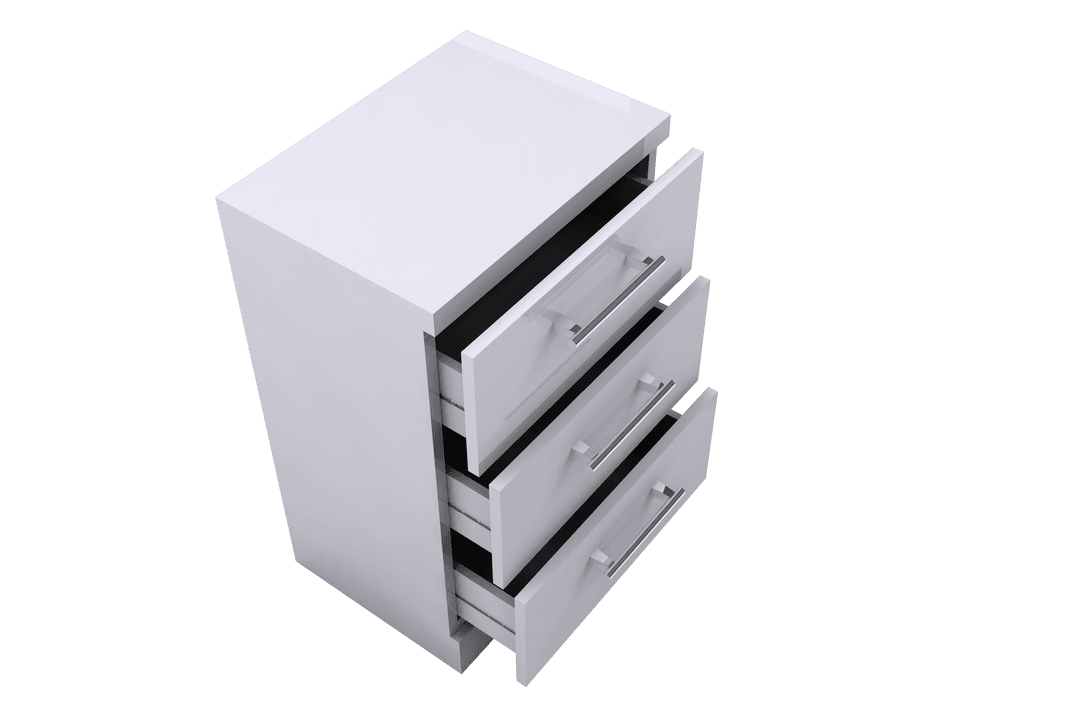 Transparent Modern Storage Cabinet with Three Open Drawers