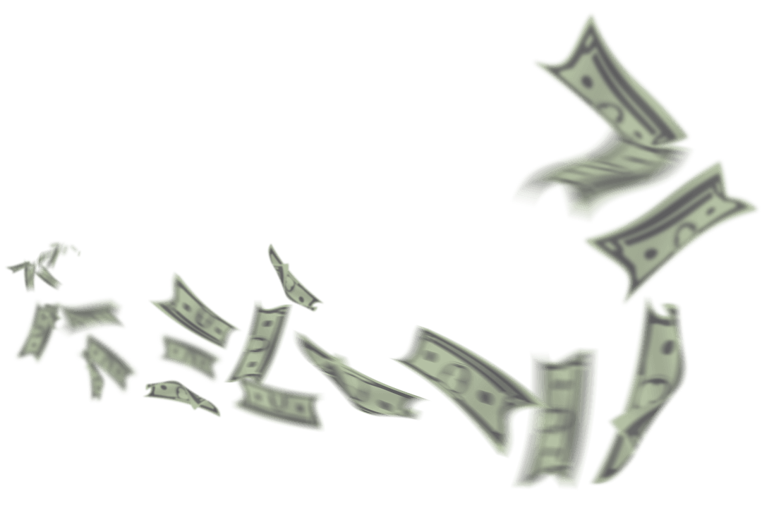 Digital Money Flying on Transparent Background