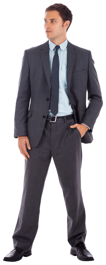 Transparent Serious Businessman in Formal Suit Looking Ahead