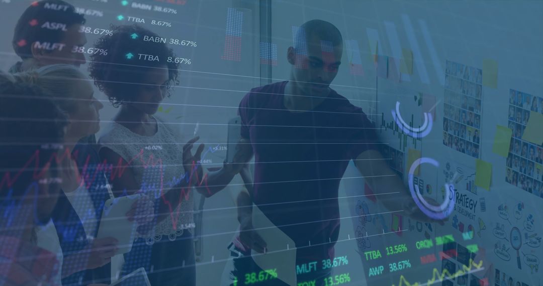 Diverse Team Planning Financial Strategy with Data Overlay