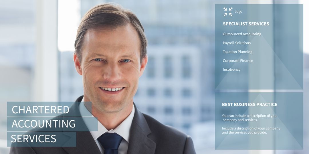 Confident male accountant in corporate office environment