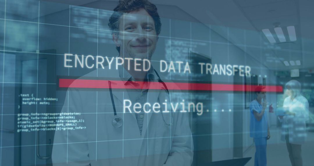 Encrypted Data Overlay Highlighting Healthcare Technology