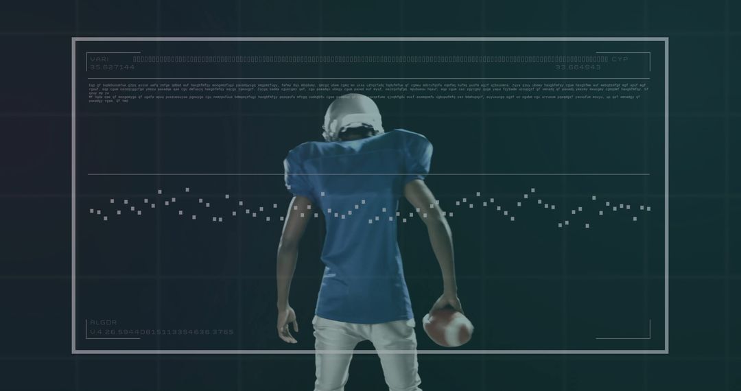 Futuristic Football Player in Digital Grid Illustration