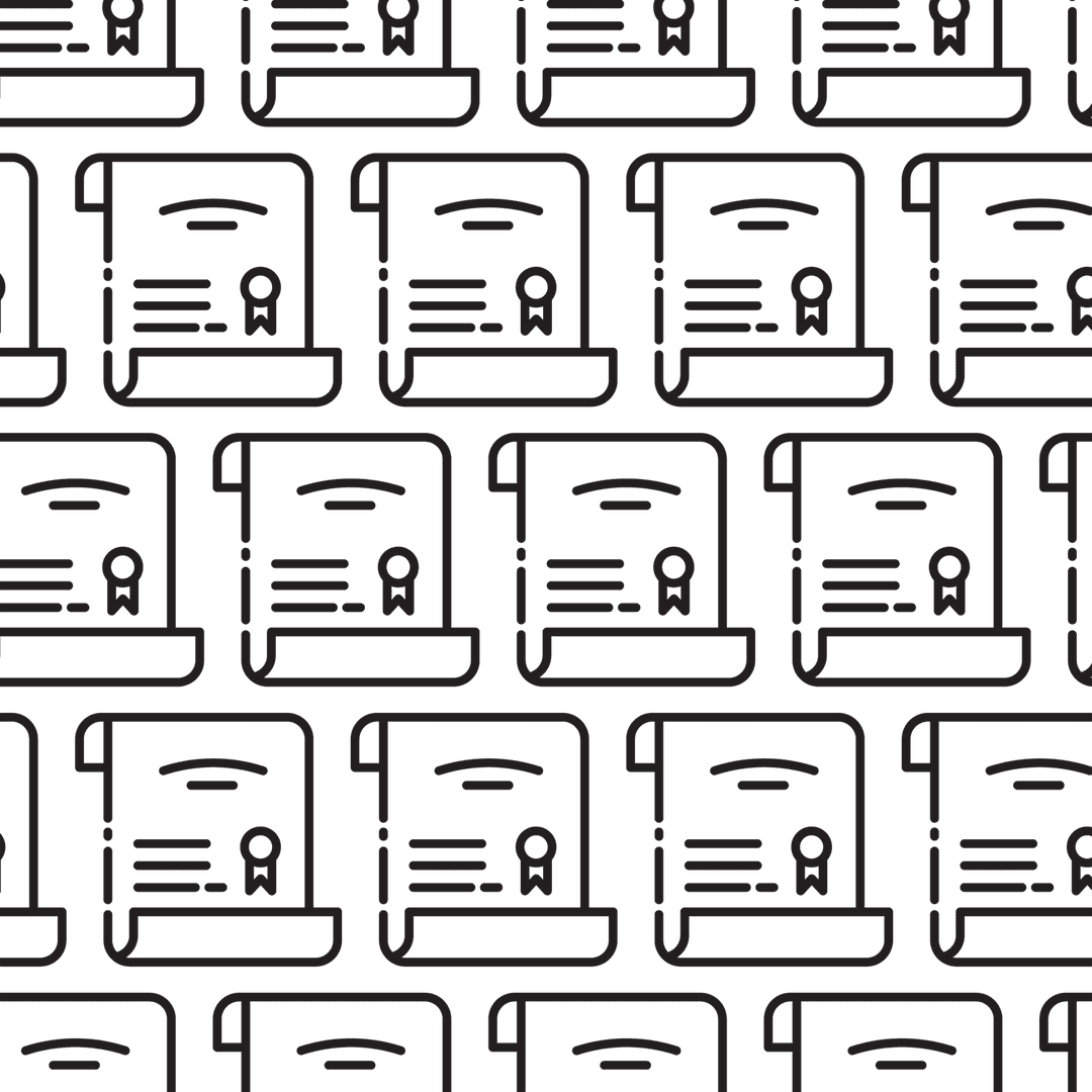 Certificate Icons Seamless Pattern on Transparent Background