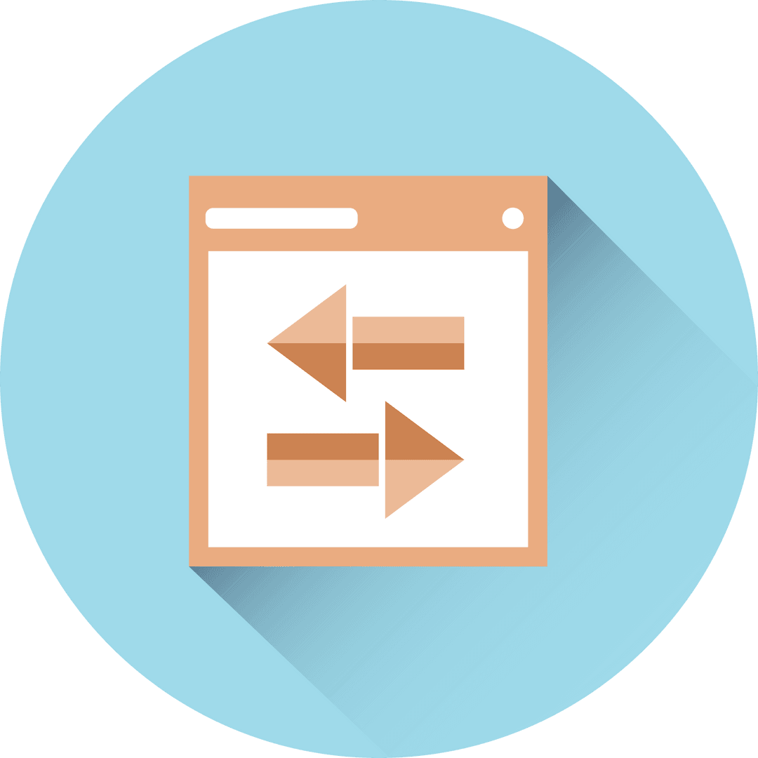 Flat transparent icon with left right arrows symbolizing data transfer