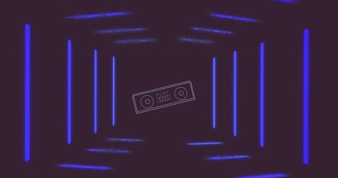 Retro Futuristic Media Interface with Neon Lights