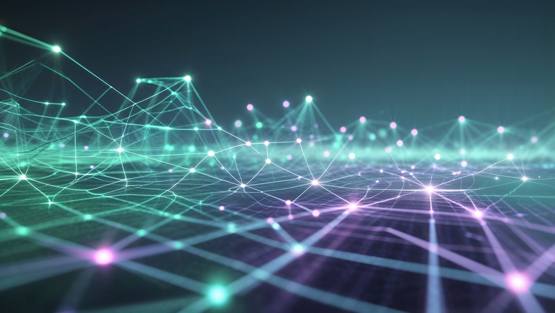 Abstract Digital Network with Glowing Nodes and Connections