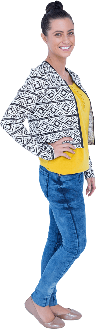 Transparent Background of Friendly Woman Smiling Casually