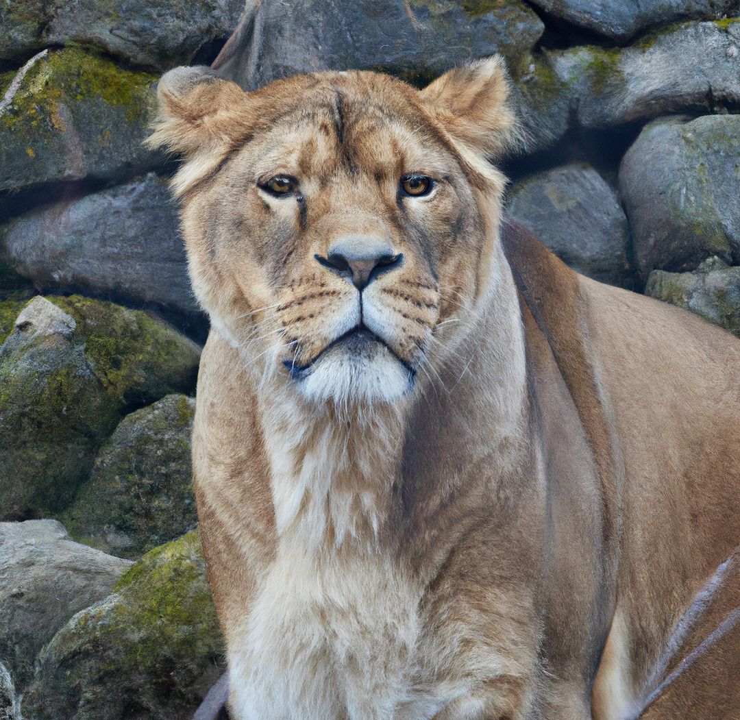 Portrait of big lion looking at camera, with blurred background - Free Images, Stock Photos and Pictures on Pikwizard.com