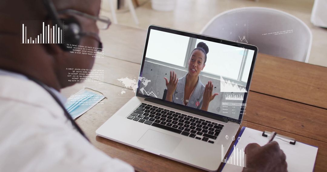 Virtual Business Meeting with Financial Data Visualization