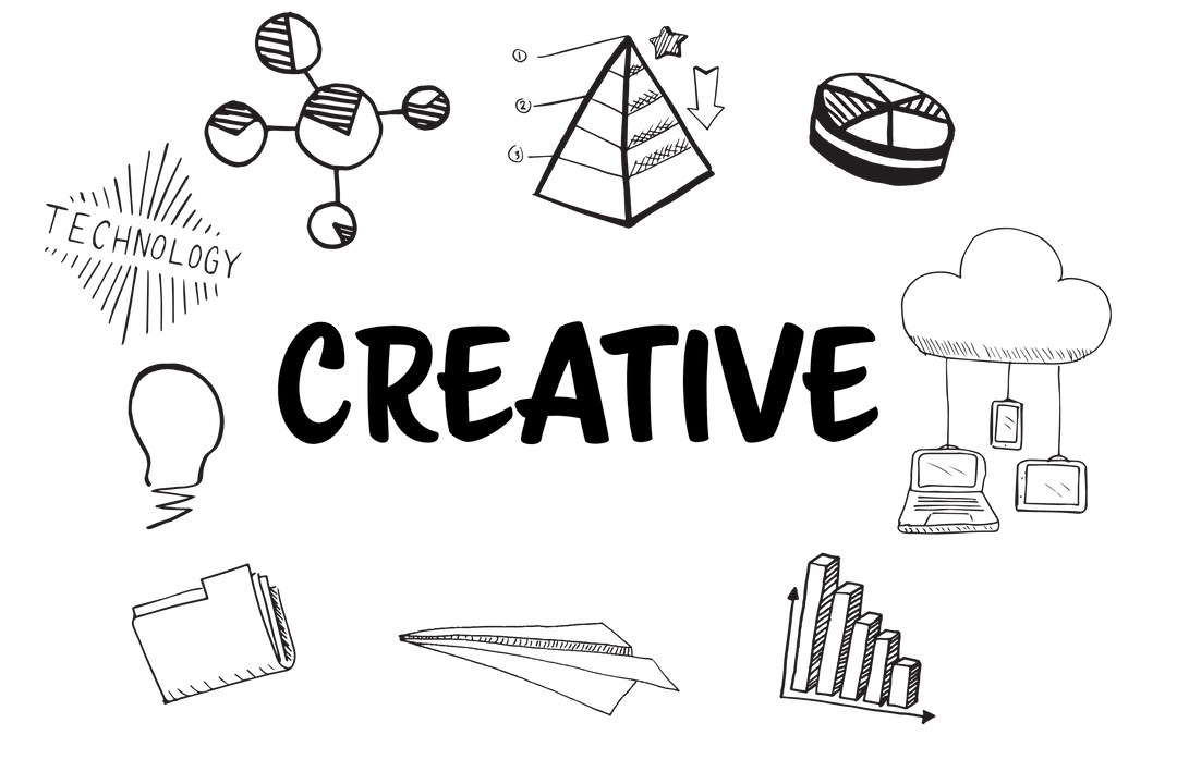 Creative Idea Icons on Transparent Modern Design Background