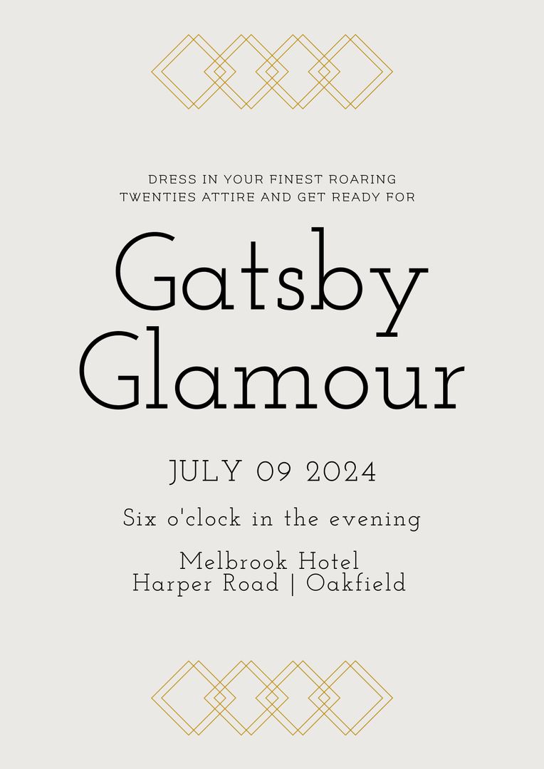 Gatsby Glamour Party Invitation with Elegant Golden Shapes - Download Free Stock Templates Pikwizard.com