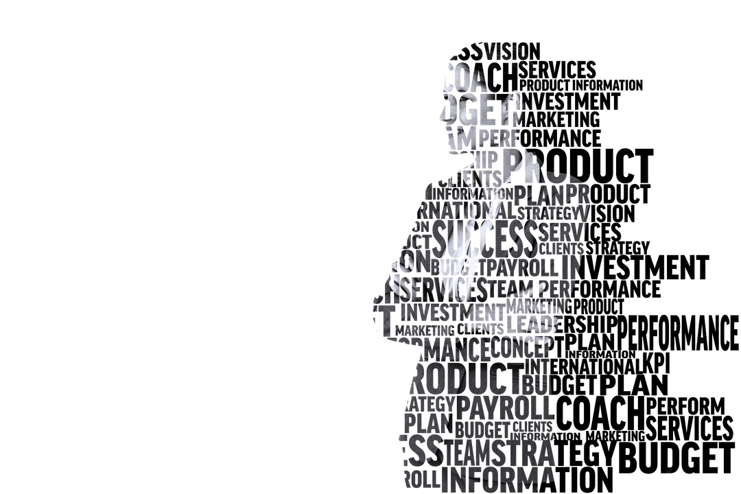 Businesswoman Silhouette with Text Overlay on Transparent Background