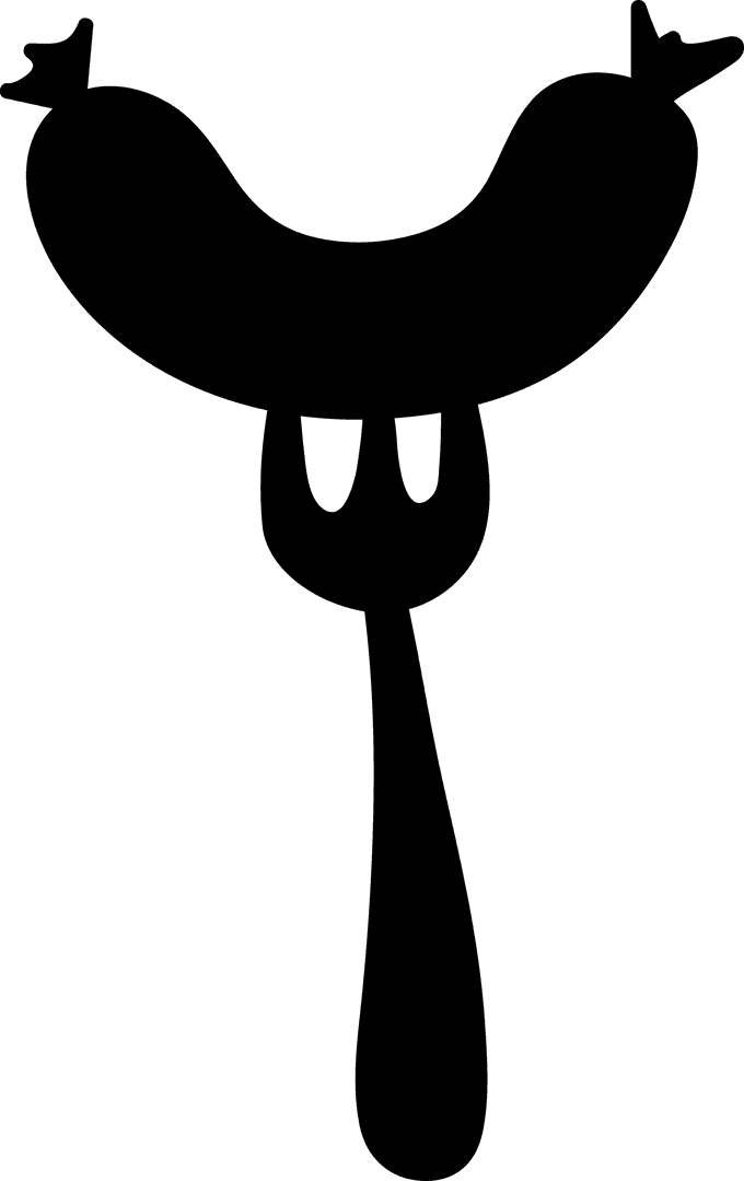 Grilled Sausage on Fork Illustration on Transparent Background