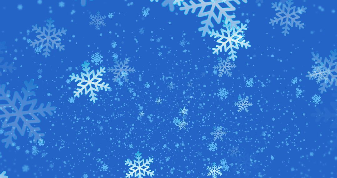 Floating Snowflakes on Vivid Blue Winter Background