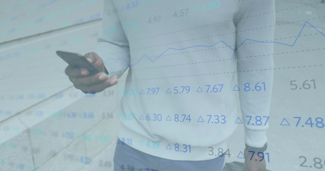 Business Professional Analyzing Data with Smartphone and Suitcase