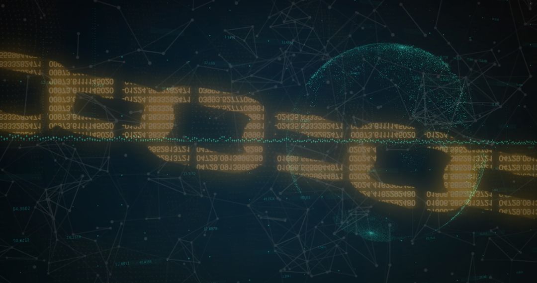 Blockchain Network Security Over Digital Globe Background