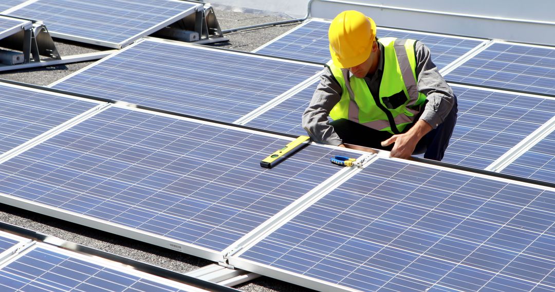 Engineer Maintaining Solar Panels for Sustainable Energy - Free Images, Stock Photos and Pictures on Pikwizard.com