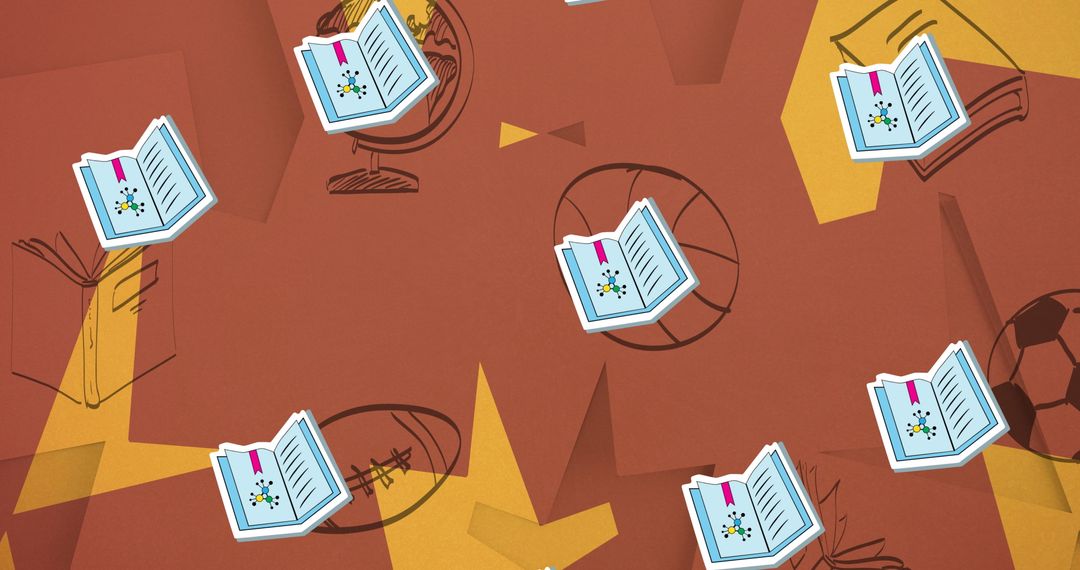 Educational Icons on Orange Background for Learning and Development Theme