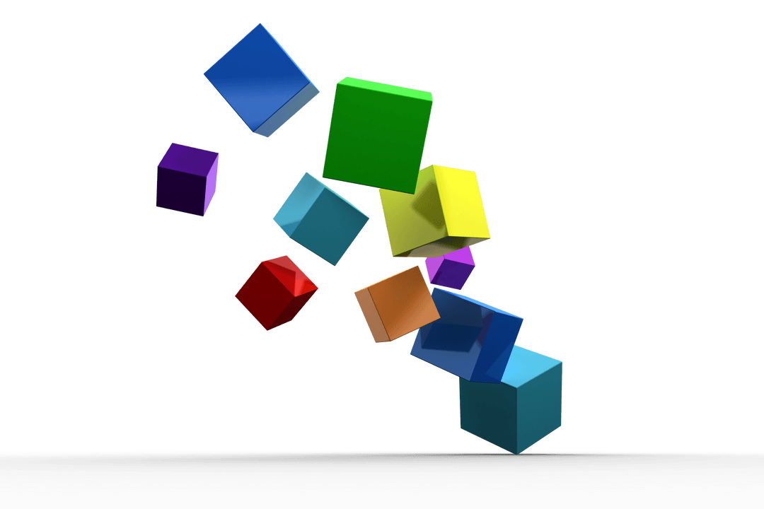 Transparent 3D Colorful Cubes in Midair Suspension