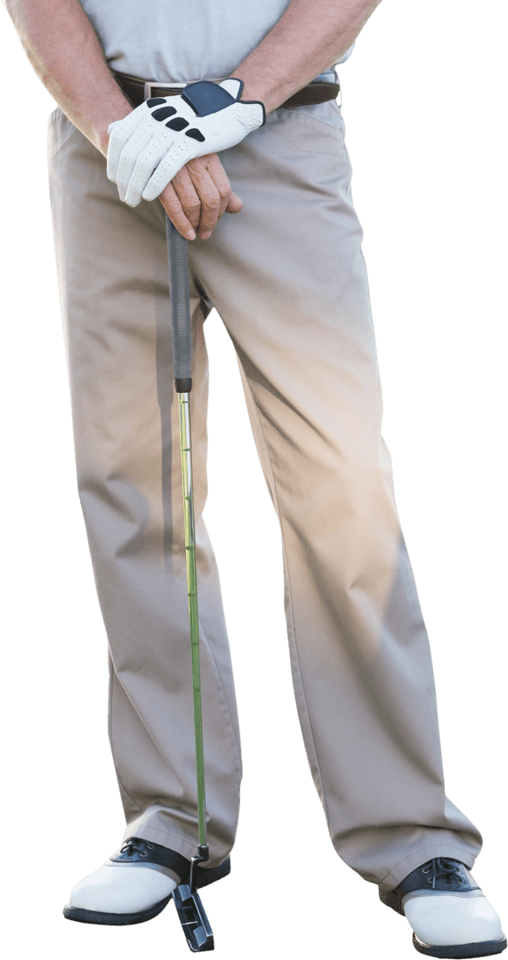 Golf Player with Club on Transparent Background
