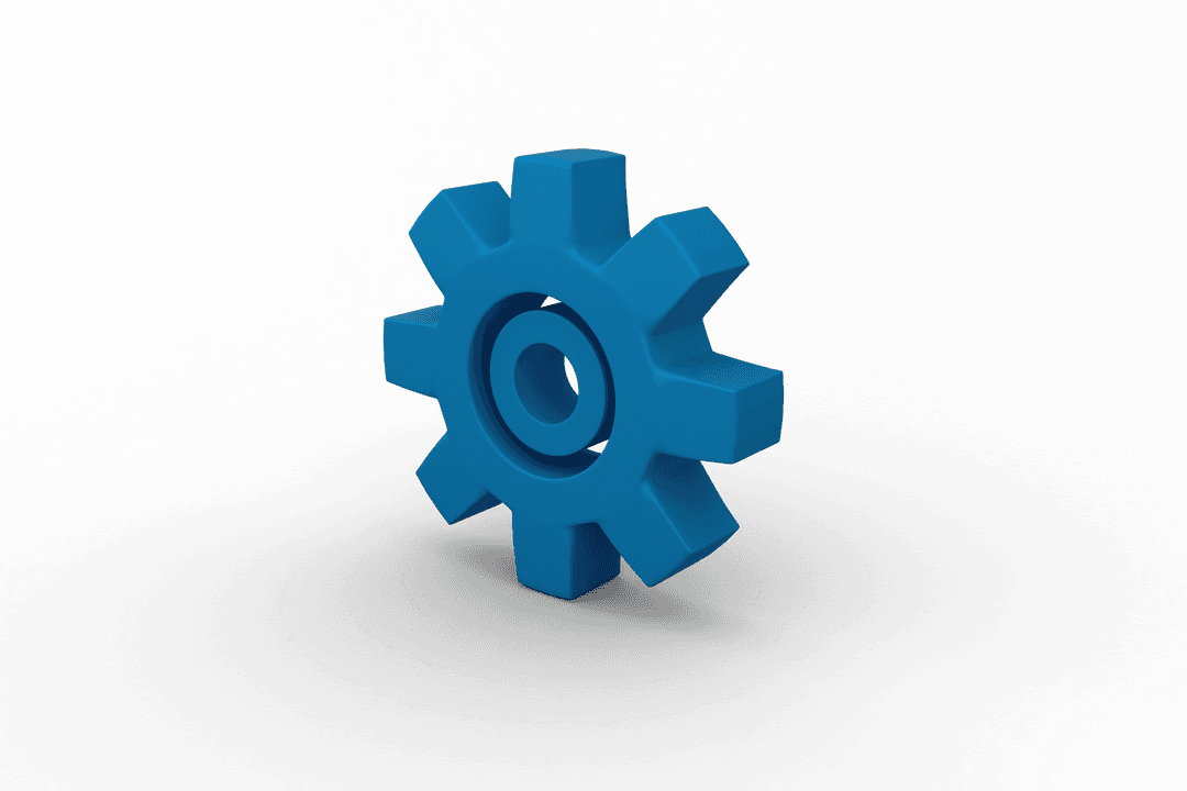 Blue Cog Gear on Transparent Background for Industrial Design