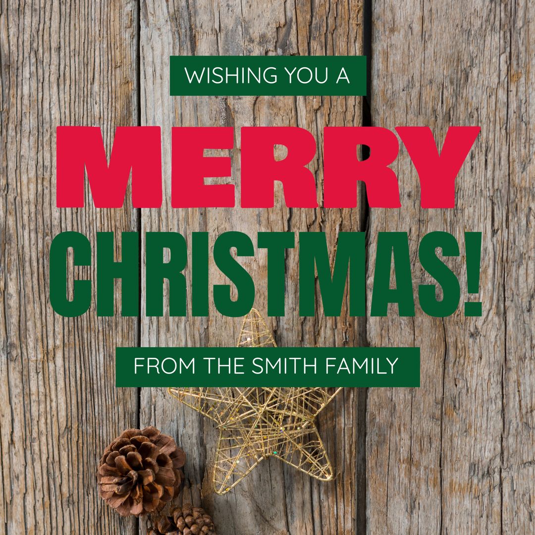 Festive Christmas Greeting with Rustic Wooden Background