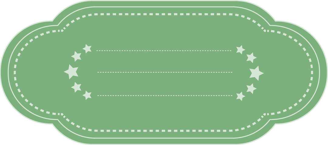 Green Gift Label with Dotted Lines and Stars on Transparent Background