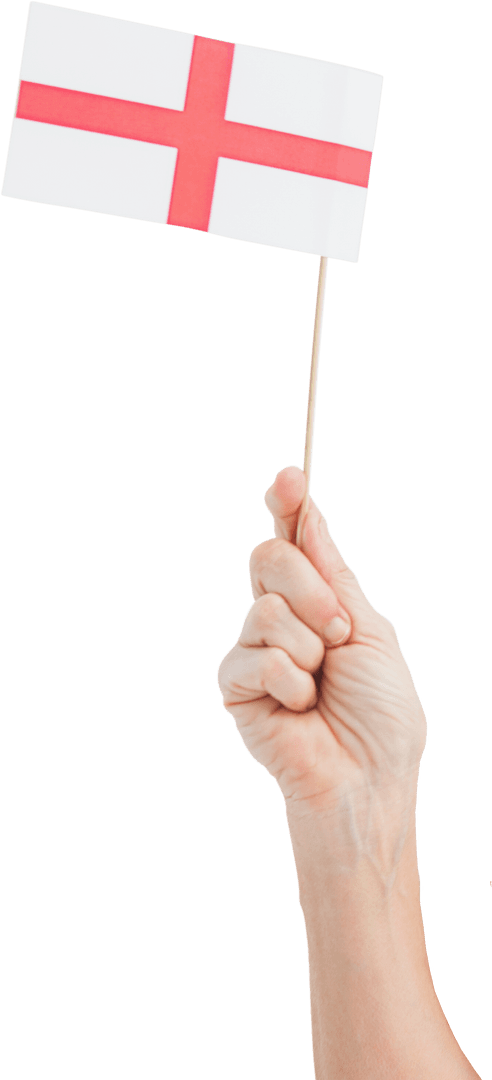 Hand Holding Small English Flag with Transparent Background