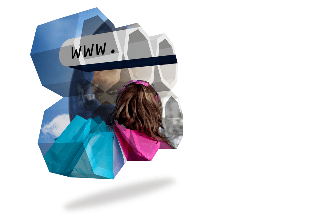 Digital Transparent Illustration with Internet Globe and www Text