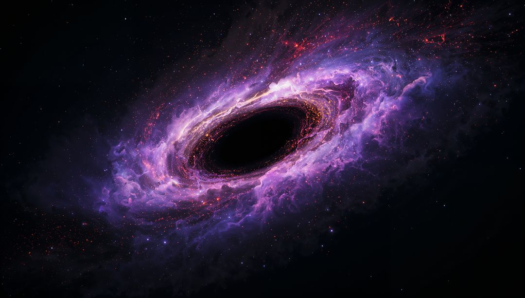 Spectacular Purple Nebula Encircling Black Hole in Deep Space