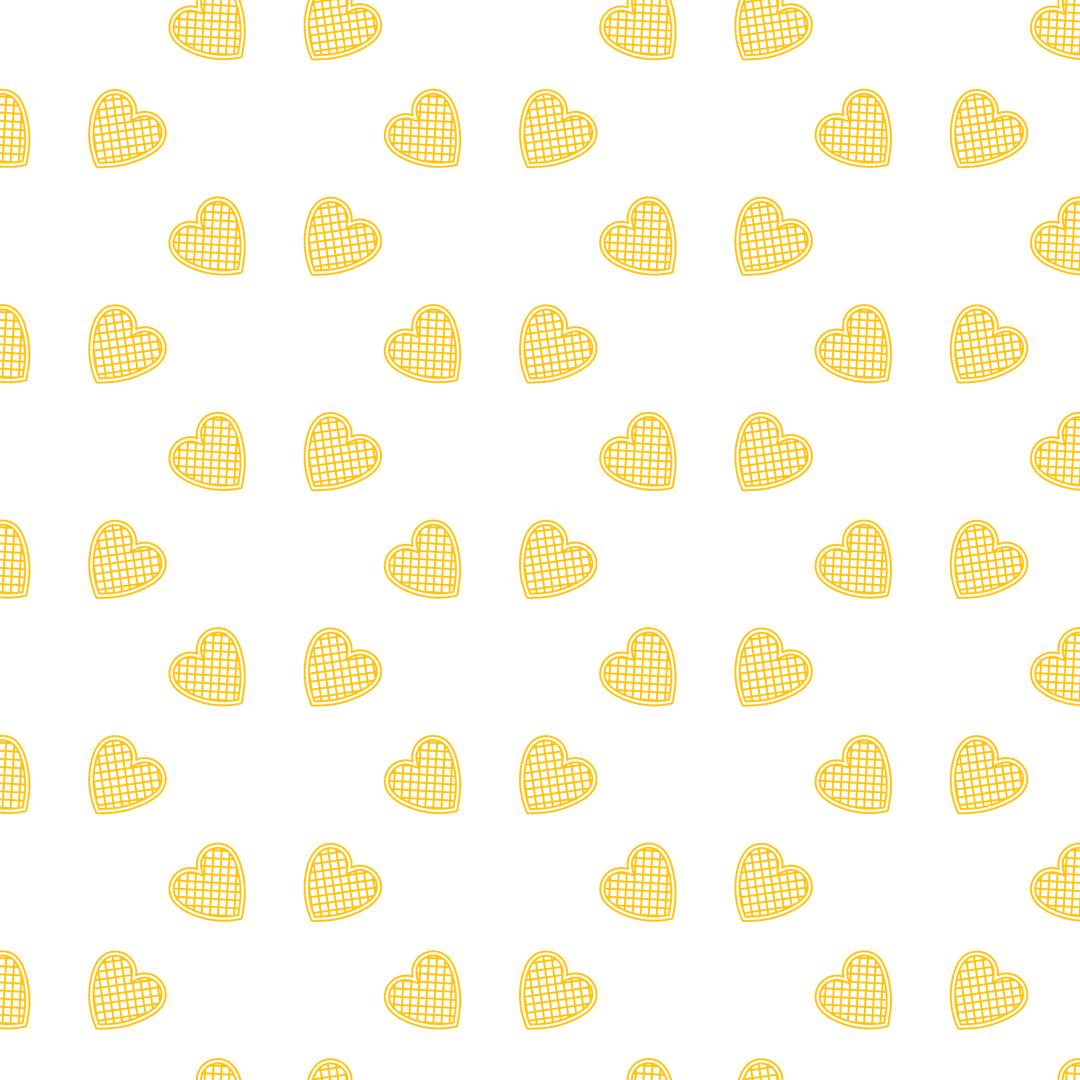 Yellow hearts pattern on transparent background seamless design