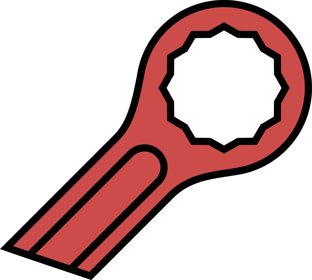 Red Box Wrench on Transparent Background for Mechanical Use