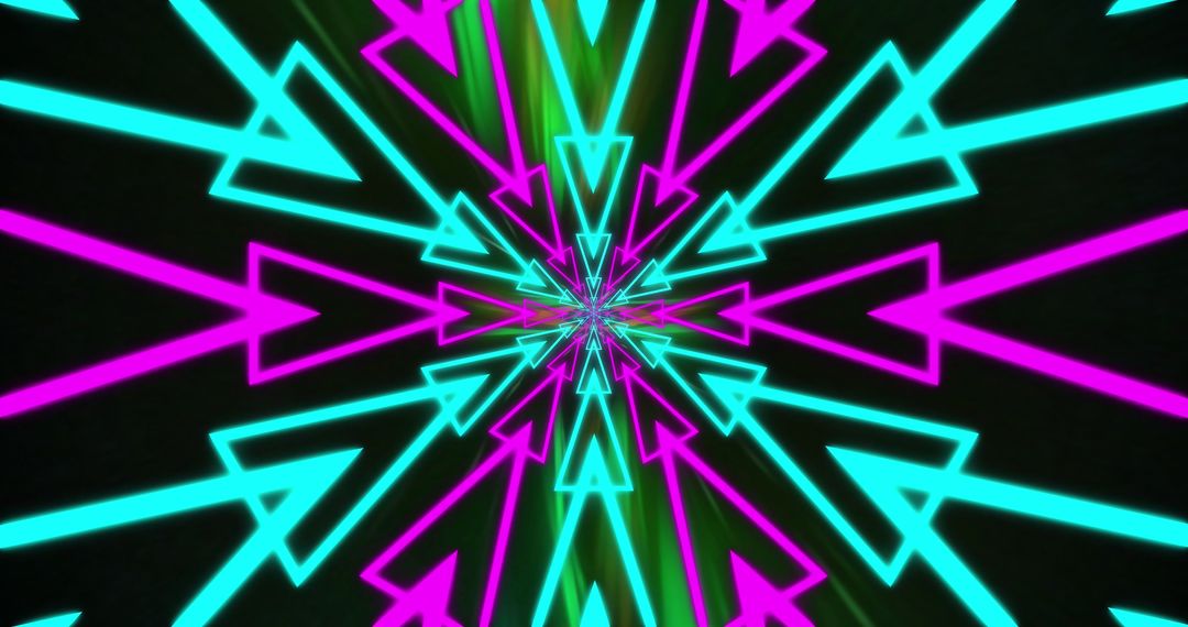 Neon Arrows in Motion Creating Geometric Pattern