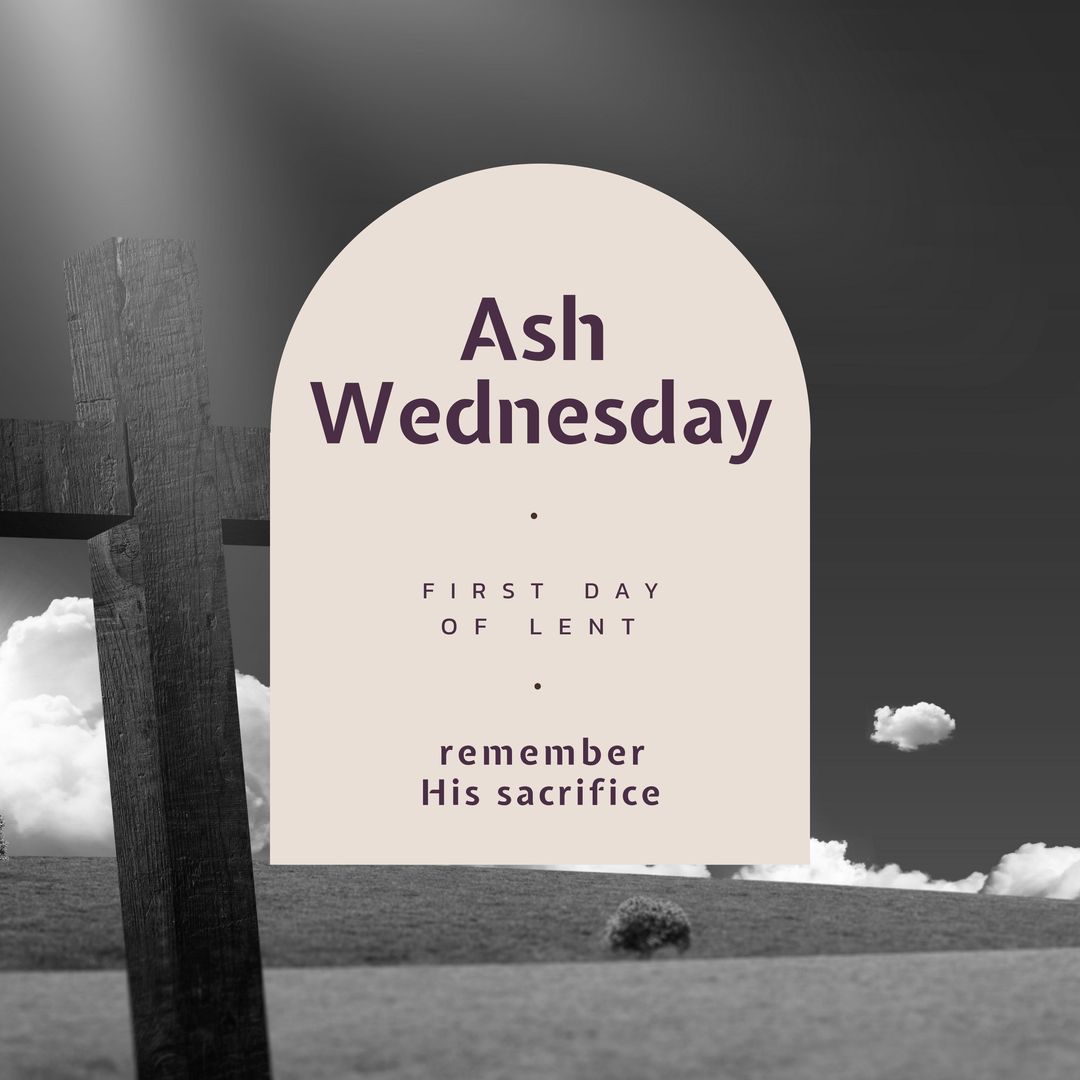 Ash Wednesday Cross with Lent Reminder - Download Free Stock Templates Pikwizard.com