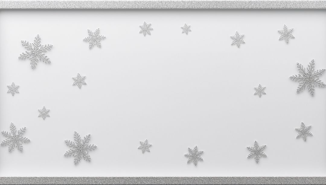 Silver Snowflake Frame Surrounding White Panel with Glitter Borders for Holiday Design
