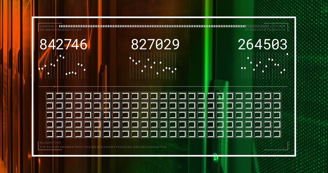 Digital Interface Overlaying Server Room with Data Processing