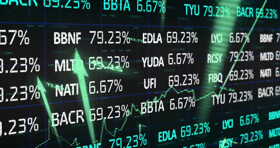 Dynamic Stock Market Display with Rising Arrows