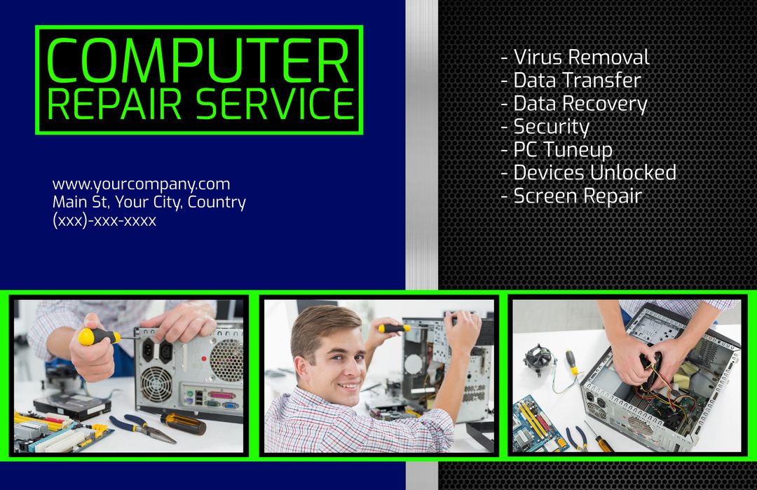 Professional Computer Repair Services and IT Skilled Tech in Action - Download Free Stock Templates Pikwizard.com