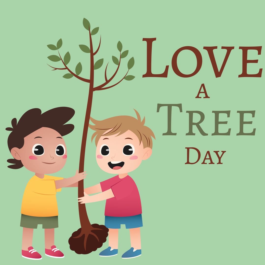 Children Planting Tree Enjoying Love a Tree Day