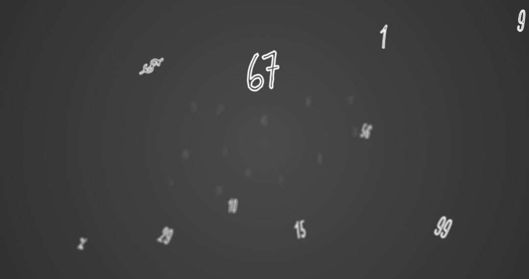 Floating Numbers and Symbols on Dark Grey Background